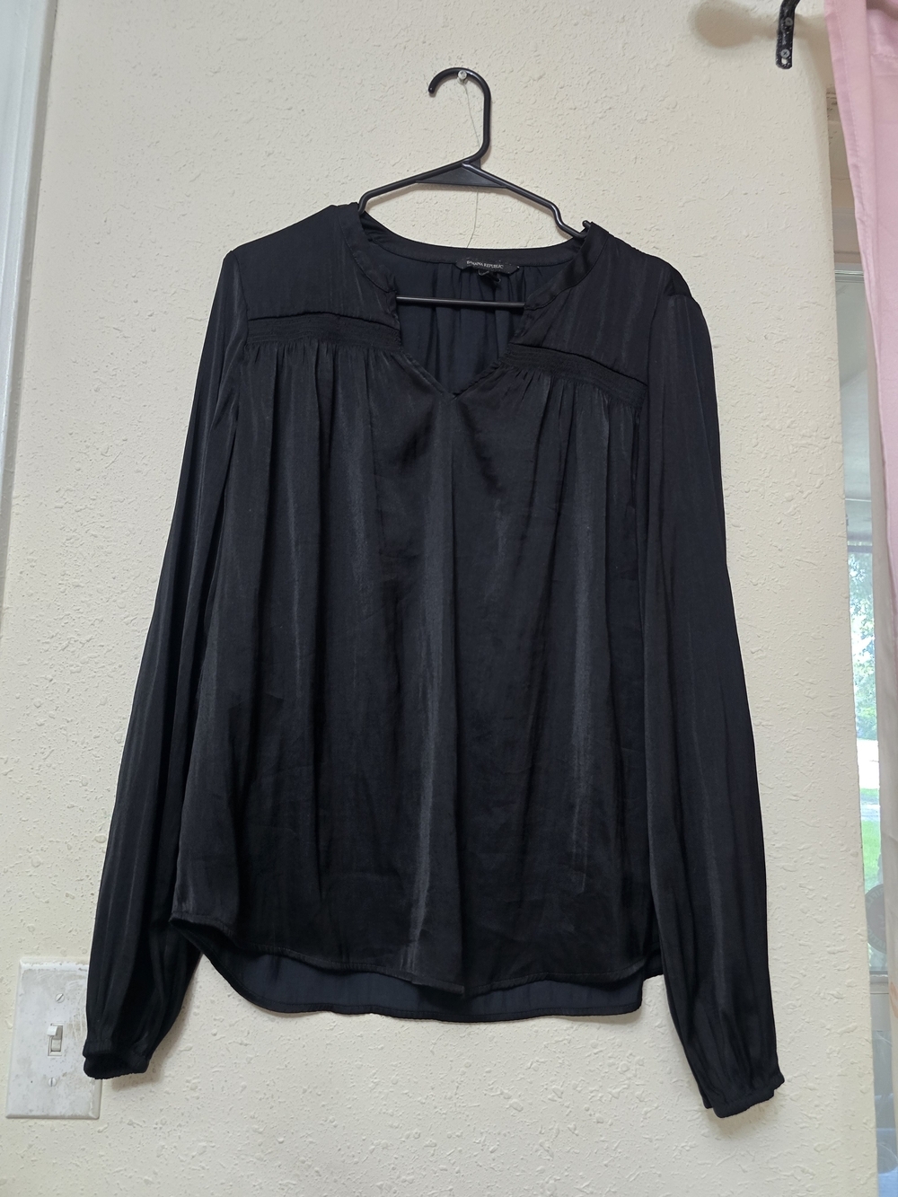 Black Long-Sleeve V-Neck Women’s Top